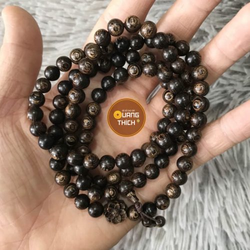 Chuỗi Vòng Trầm Hương Sánh Chìm 108 Hạt 8ly Mix Sen Sánh